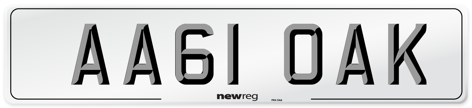 AA61 OAK Number Plate from New Reg